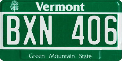 VT license plate BXN406