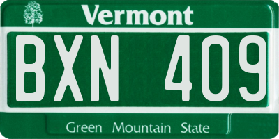 VT license plate BXN409