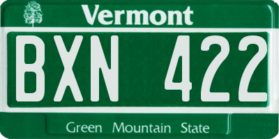 VT license plate BXN422