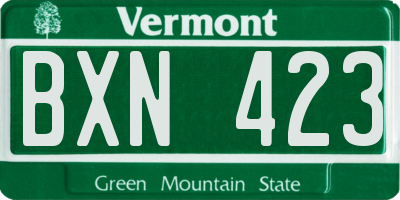 VT license plate BXN423
