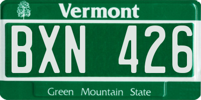 VT license plate BXN426