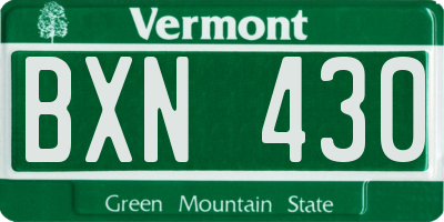 VT license plate BXN430