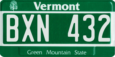 VT license plate BXN432