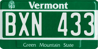 VT license plate BXN433