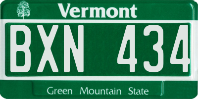 VT license plate BXN434