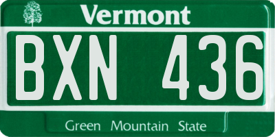VT license plate BXN436