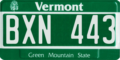 VT license plate BXN443