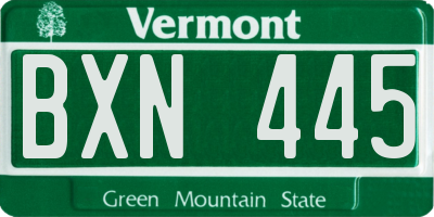 VT license plate BXN445