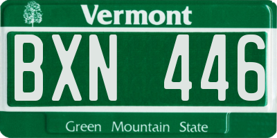VT license plate BXN446