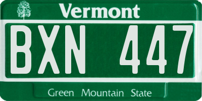 VT license plate BXN447