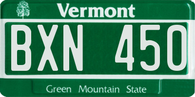 VT license plate BXN450