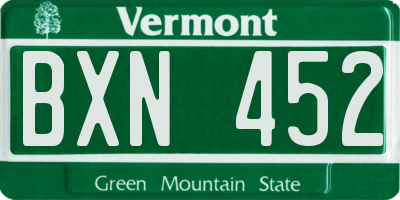 VT license plate BXN452