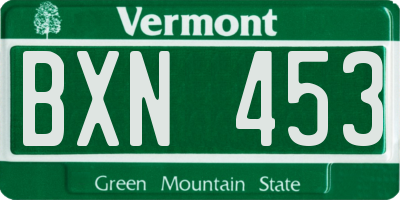 VT license plate BXN453
