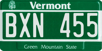 VT license plate BXN455