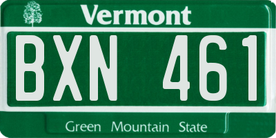 VT license plate BXN461
