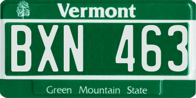 VT license plate BXN463