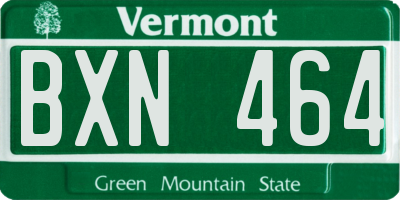 VT license plate BXN464