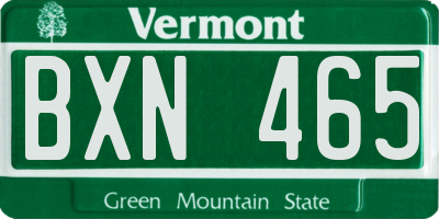 VT license plate BXN465