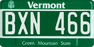 VT license plate BXN466