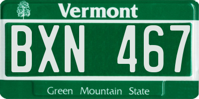 VT license plate BXN467