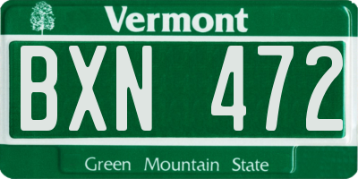 VT license plate BXN472