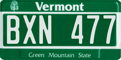 VT license plate BXN477