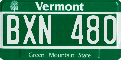 VT license plate BXN480