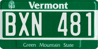 VT license plate BXN481