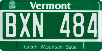 VT license plate BXN484