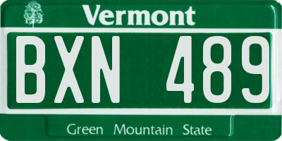 VT license plate BXN489