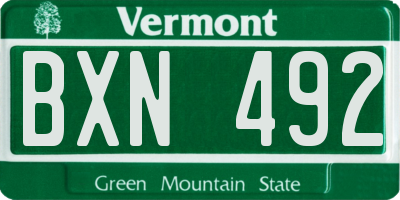 VT license plate BXN492