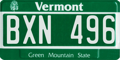 VT license plate BXN496