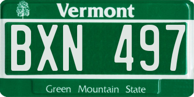 VT license plate BXN497