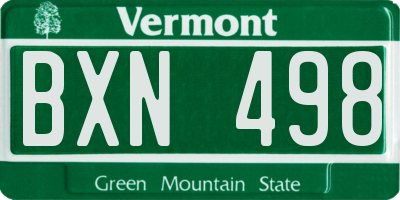 VT license plate BXN498