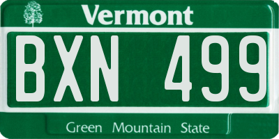 VT license plate BXN499