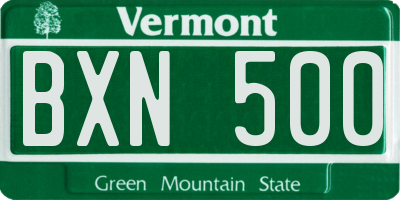 VT license plate BXN500
