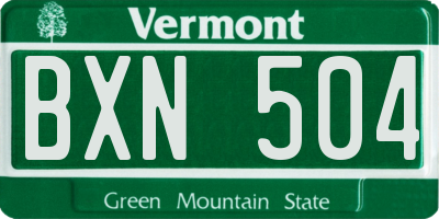 VT license plate BXN504