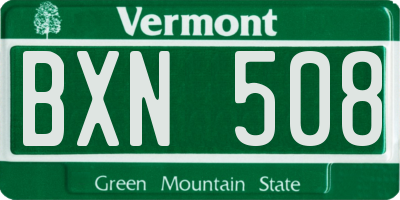 VT license plate BXN508