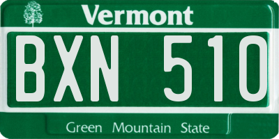 VT license plate BXN510