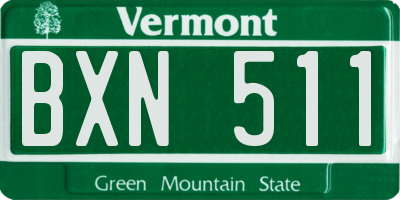 VT license plate BXN511