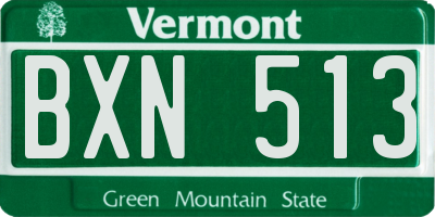 VT license plate BXN513
