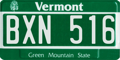 VT license plate BXN516