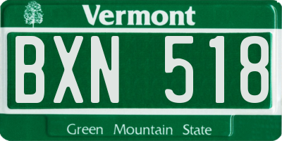 VT license plate BXN518