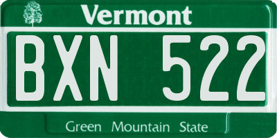 VT license plate BXN522