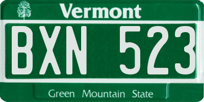 VT license plate BXN523