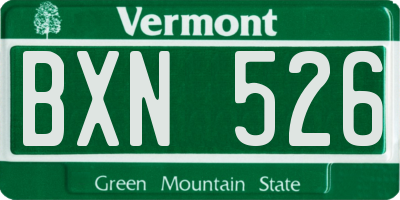 VT license plate BXN526