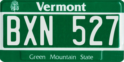 VT license plate BXN527