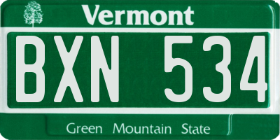 VT license plate BXN534