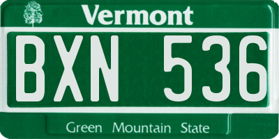 VT license plate BXN536