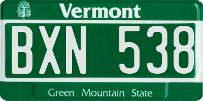 VT license plate BXN538